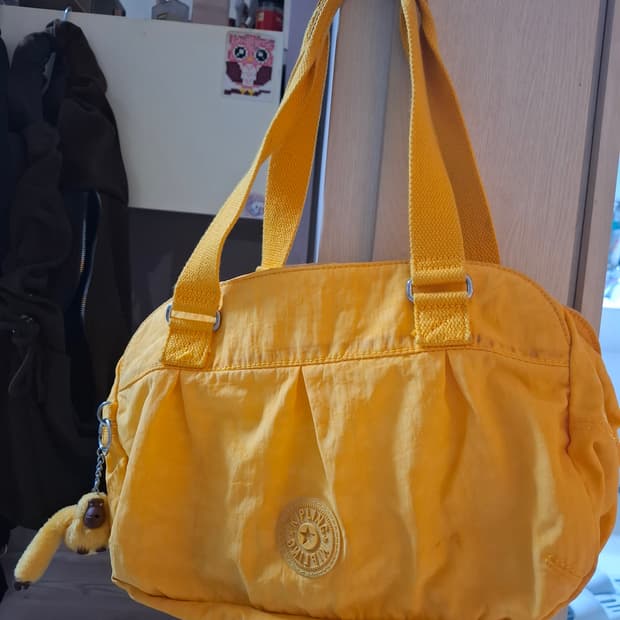 키플링 노란색 토트백