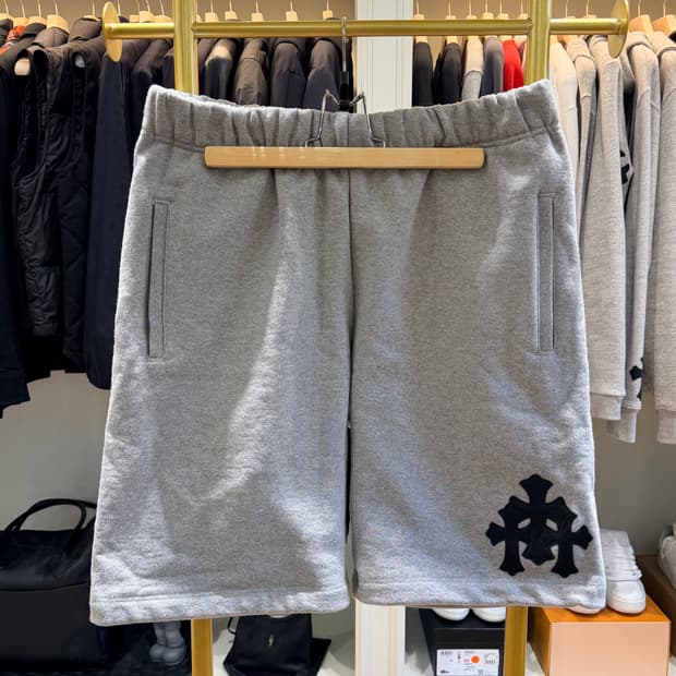 L사이즈 / 페이퍼잼 트리플 크로스 레더패치 반바지 그레이