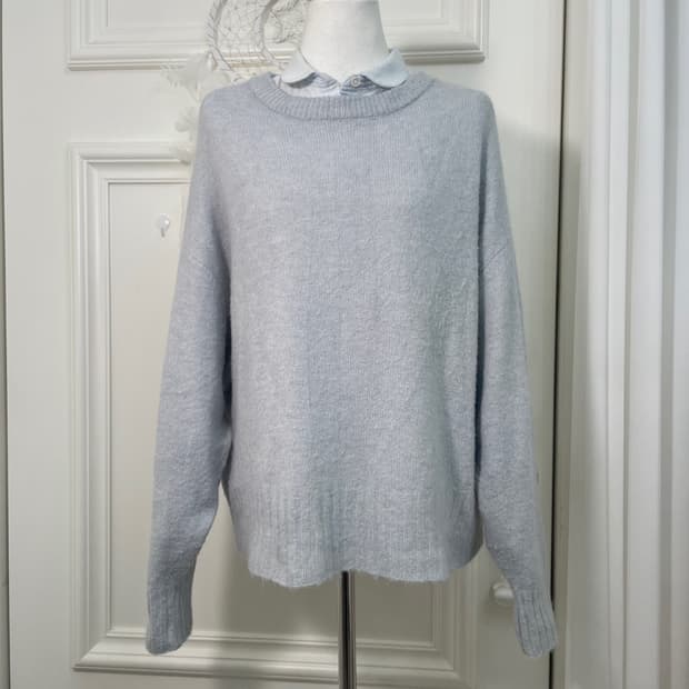 SM2 graish blue soft knit top&sky blue c