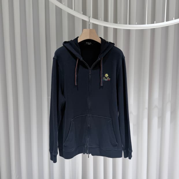 (A+/XXL) / 로로피아나 호시 후드 봄버 블랙 자켓