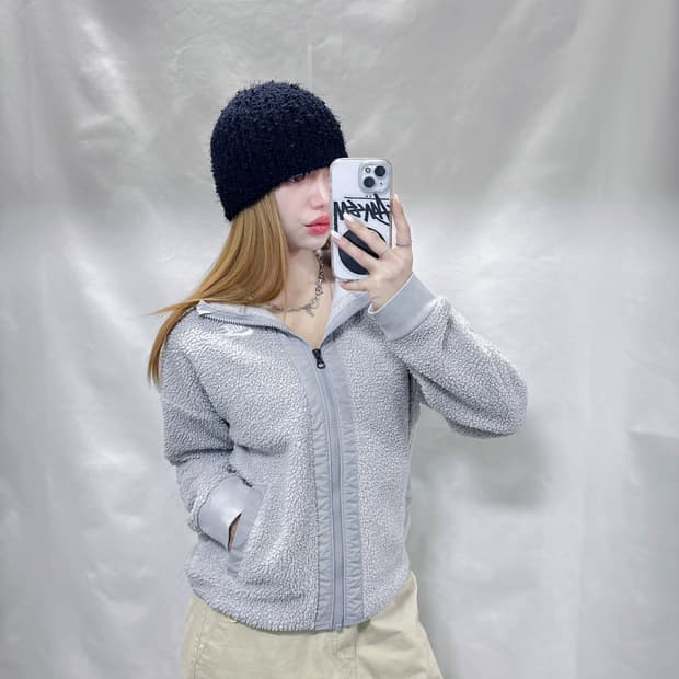 나이키 그레이 스우시 플리스 집업 