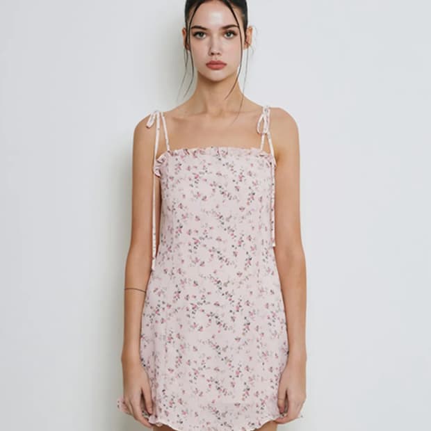 낫유어로즈 프릴 미니 드레스 핑크 S