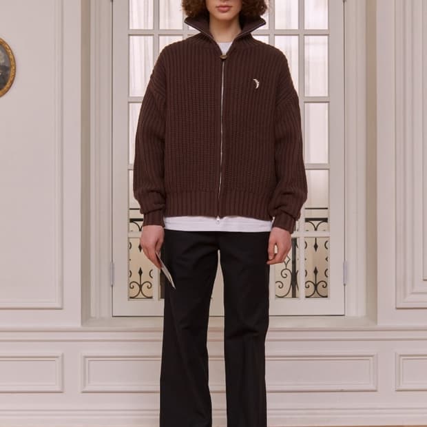 STU 하이넥 집업 스웨터 브라운 L