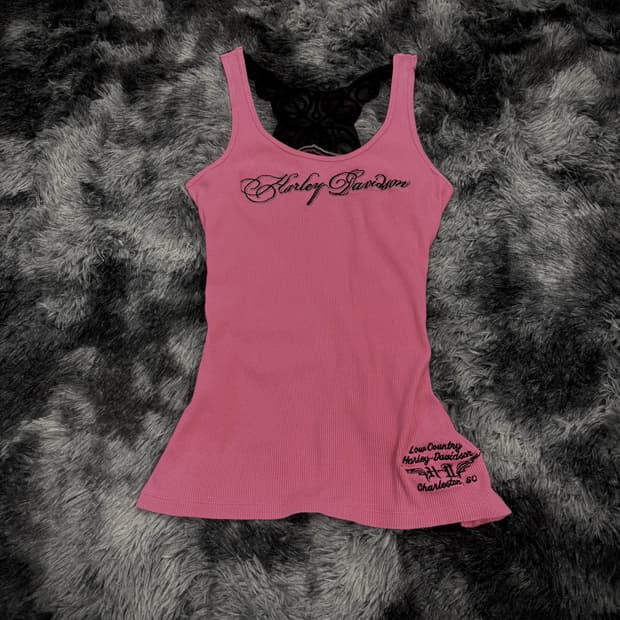 Harley Davidson 핑크 골지 슬리브리스