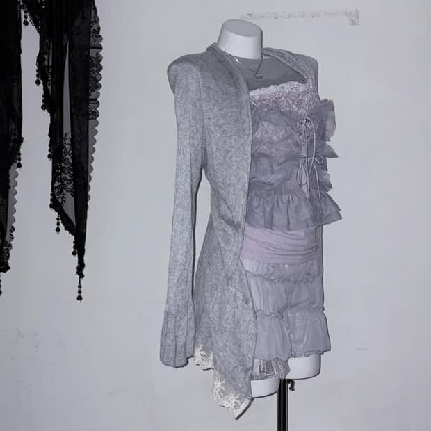 퍼플&그레이 몽환적인 페어리 코디세트 (프릴 레이스 뮤트 공겜여주)