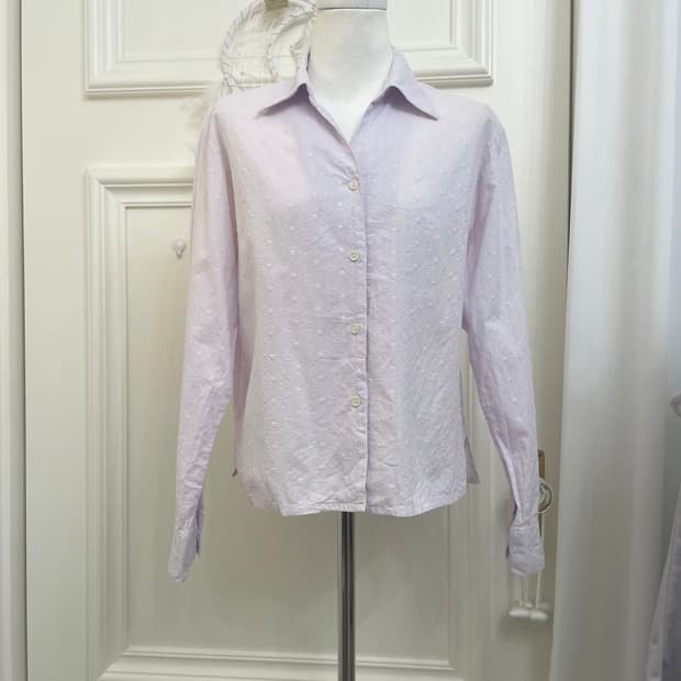 lavender lace embroidery cotton shirt