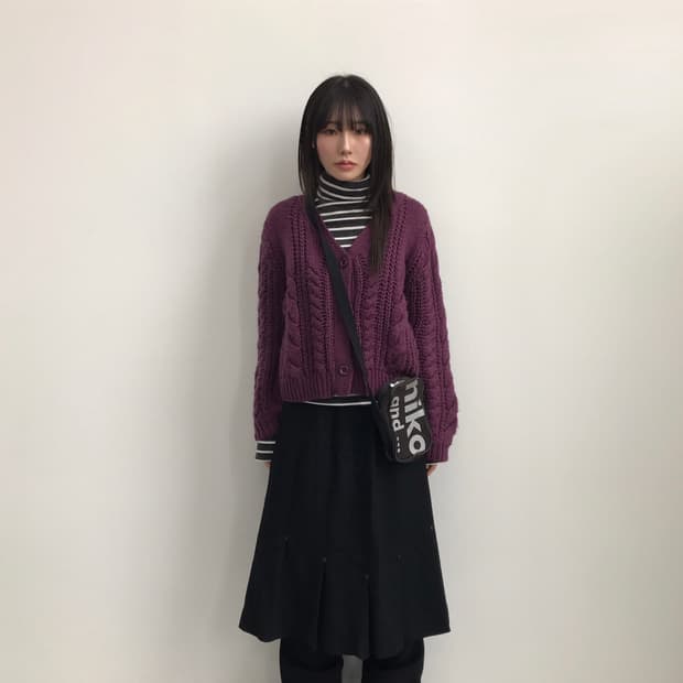 Global Work Purple Cable Knit Cardigan