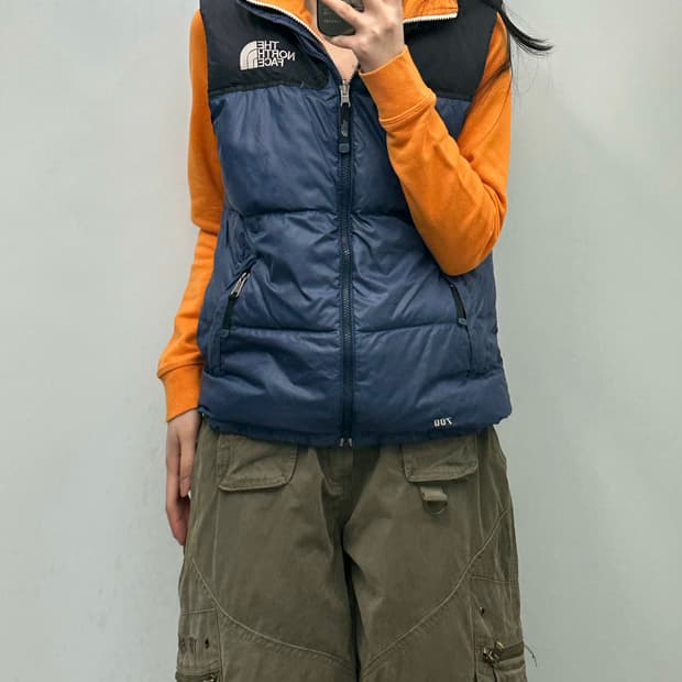 노스페이스 700 눕시 네이비 조끼 패딩