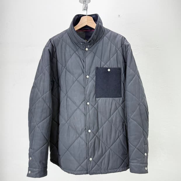 바버 헤리티지 패디드 퀼팅 논왁스 카라 자켓