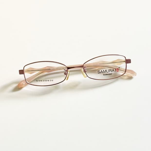 SAMURAI EYEWEAR 핑크 슬림 스퀘어 메탈 빈티지 안경