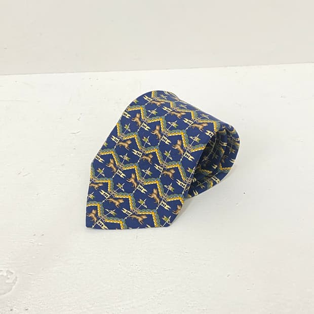 Salvatore Ferragamo 네이비 실크 넥타이