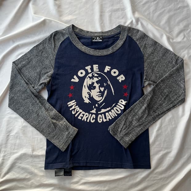 히스테릭 글래머 히스걸 투표 해 나그랑 롱 슬리브 긴팔 티셔츠