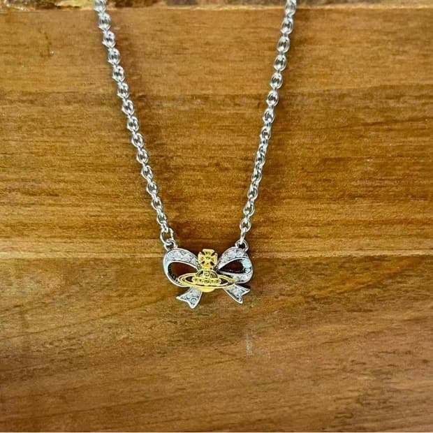 비비안웨스트우드 아카이브 골드실버 orb 리본 팬던트 목걸이