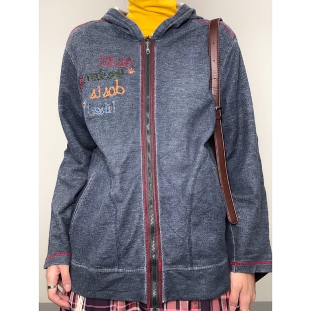 빈티지 네이비 후드집업