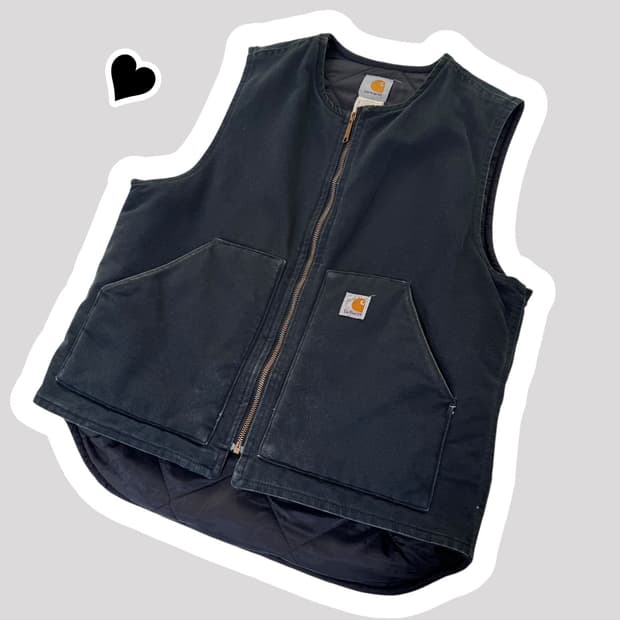 칼하트 블랙 빈티지 덕 캠퍼스 조끼