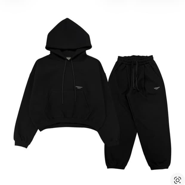 언더마이카 후드 바지 스웻 세트 셋업 블랙