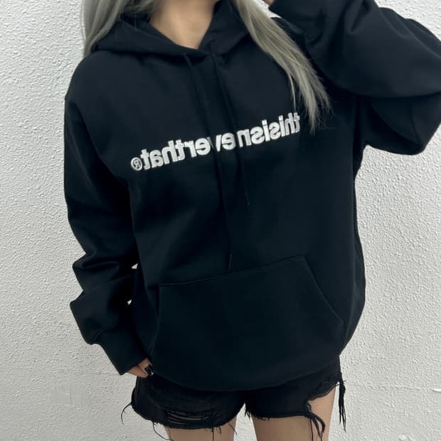 디스이즈네버댓 센터로고 블랙 후드 M