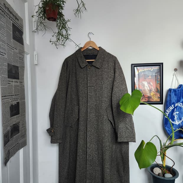 루치아노 바르베라 울 헤링본 발마칸 코트(ITALYmade)