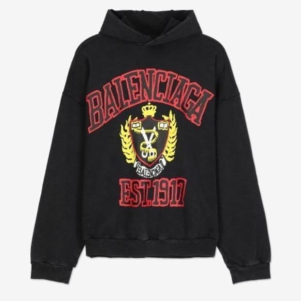 발렌시아가 DIY 컬리지 로고 프린트 후드