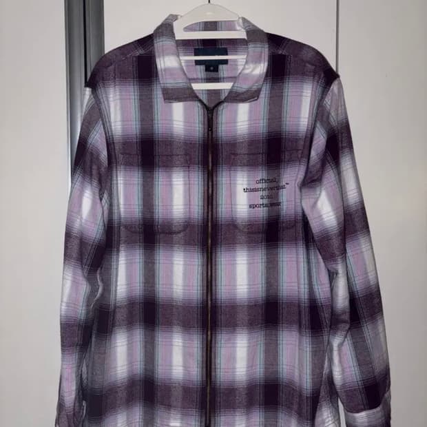Thisisneverthat Purple Plaid Zip-Up Shir