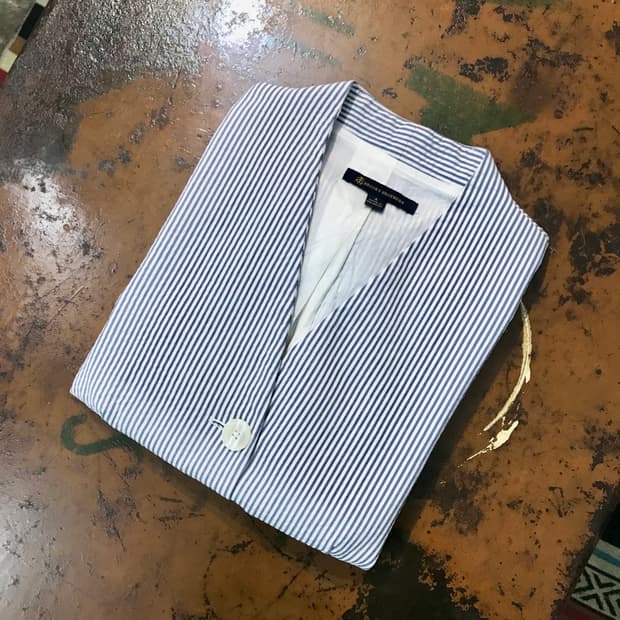 브룩스브라더스 블루 스트라이프 시어서커 자켓 베스트 여성 55 66