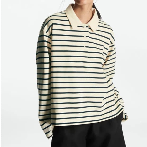 코스 스트라이프 카라 티셔츠