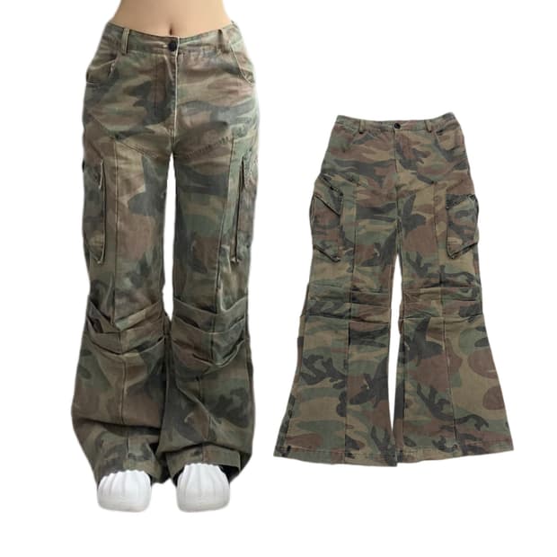 카모 부츠컷 플레어 오피움 카고팬츠
