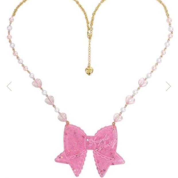 엔젤릭프리티 핑크 리본 목걸이 진주 로리타 점스카