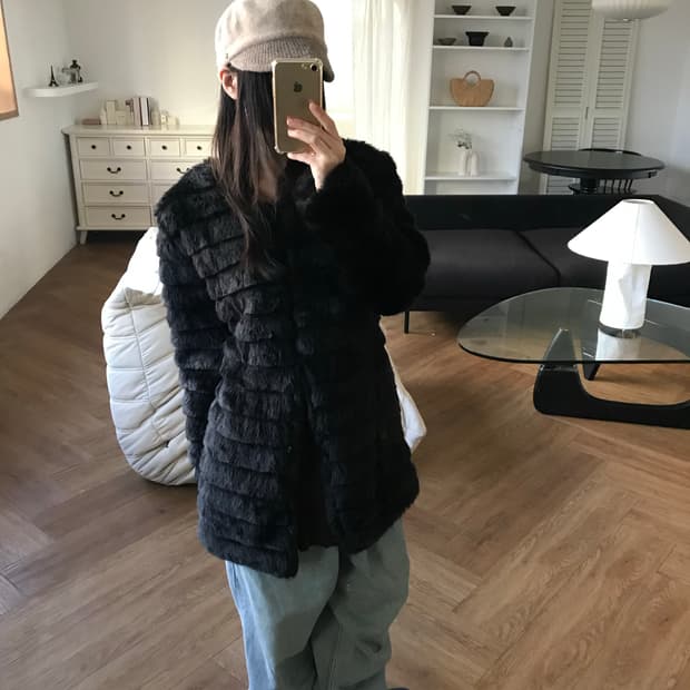 vintage black fur jacket