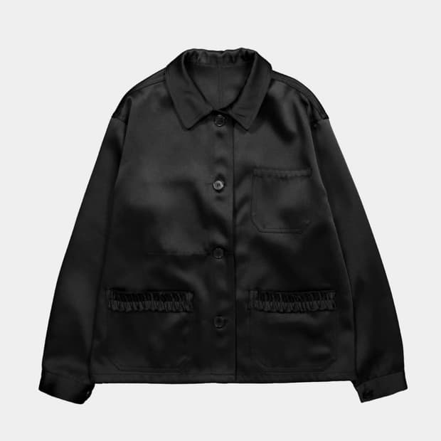 구해요) 생긴스튜디오 새틴 프렌치 러플 자켓