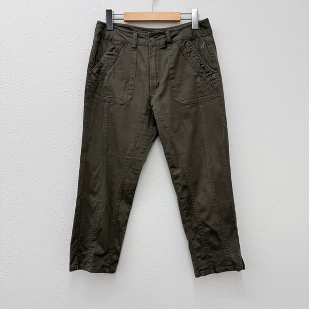 빈티지 MICHIKO LONDON 브라운 라인 롱 카프리 팬츠