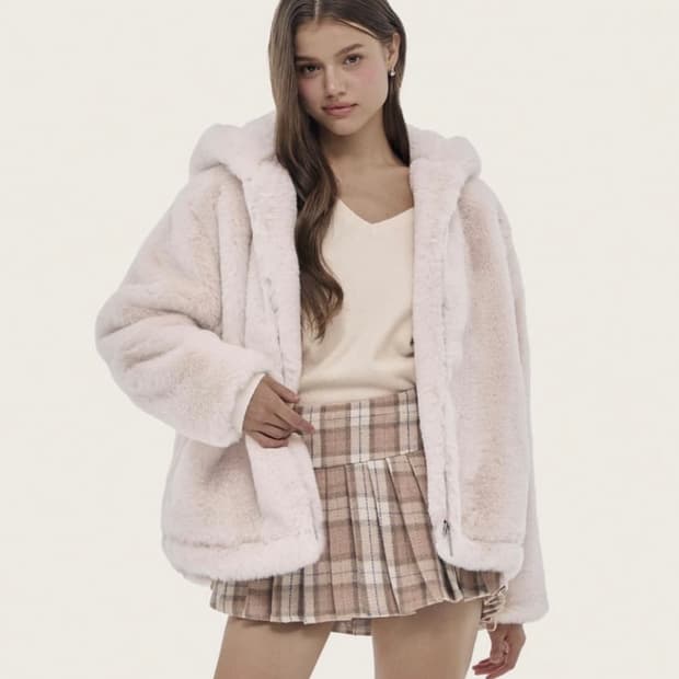 클리시어 피치 푸딩 퍼자켓 핑크