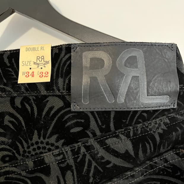 더블알엘 RRL 하이 슬림 블랙 피치드 진 12온스 데님 블랙 플로럴