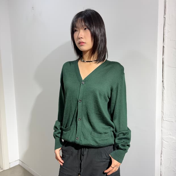 Beams 초록 니트 가디건