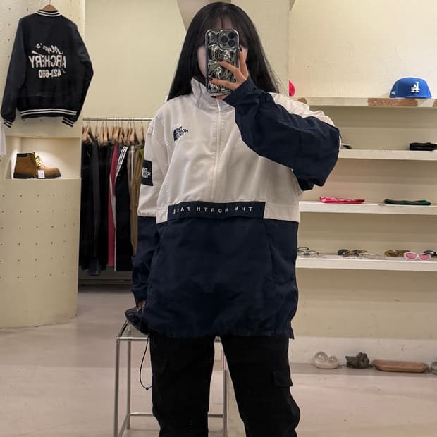 노스페이스 투톤 하프집업 윈드브레이커 자켓 U1410