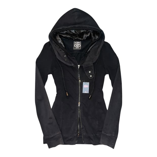 도트 후드 레이어드 투웨이 집업 y2k펑크갸루