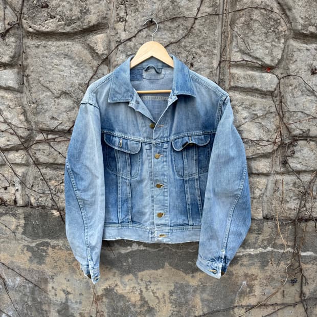 70s lee 빈티지 하드페이딩 101-j 워싱 데님 트러커 자켓