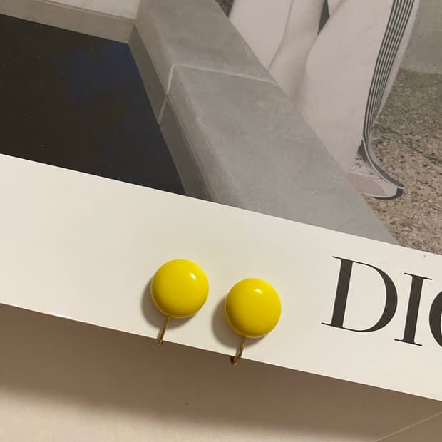 원형 노랑 귀걸이  귀찌 빈티지 주얼리 도매 악세사리 