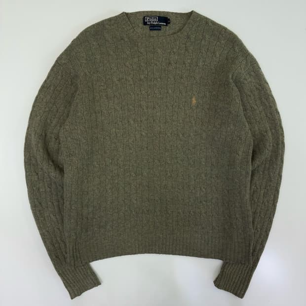 Polo  폴로 랄프로렌 자수 램스울 꽈배기 니트