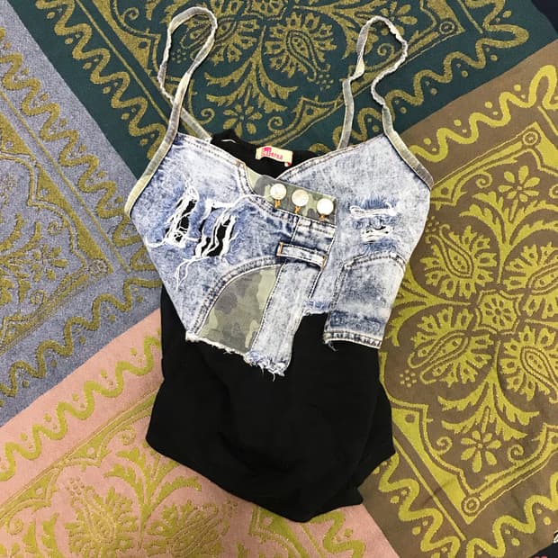 Beierna half denim &camo sleeveless