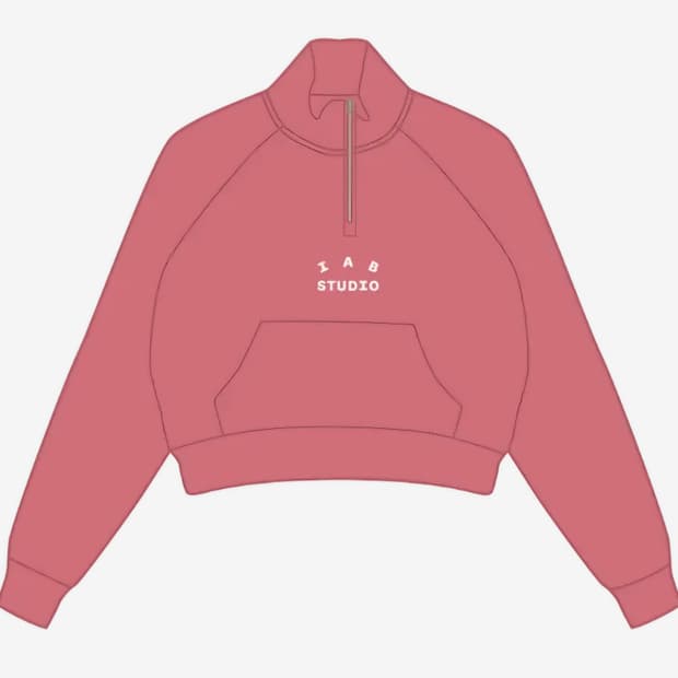 (새상품) 아이앱 스튜디오 IAB 크롭 하프 집업 핑크