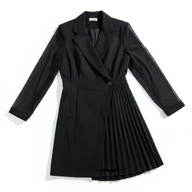 Sandro 플리츠 배색 블랙 원피스 54