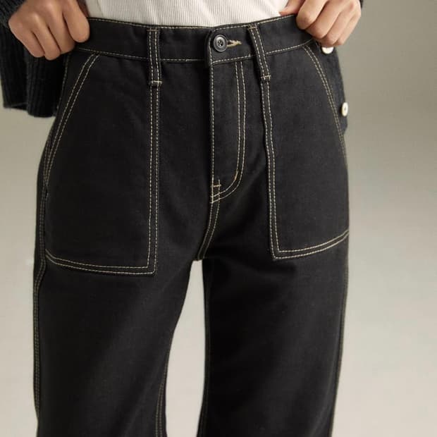 (새상품) 98도씨 OAT 히트 포켓 스트레이트 진 (기모바지)