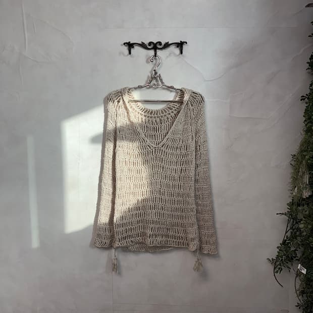 Oatmeal net loose hood knit
