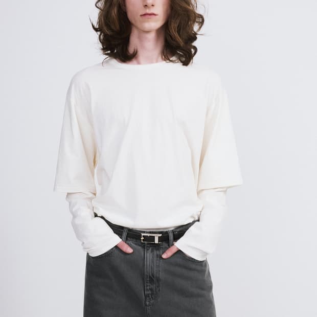 렉토 26SS 오버사이즈 캐시미어 레이어드 긴팔 티셔츠 아이보리