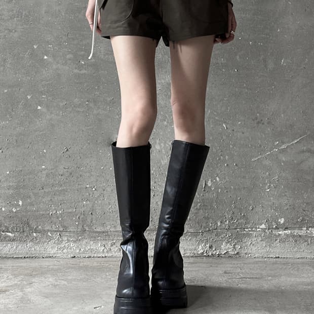 블랙 플랫폼 통굽 롱부치 9cm