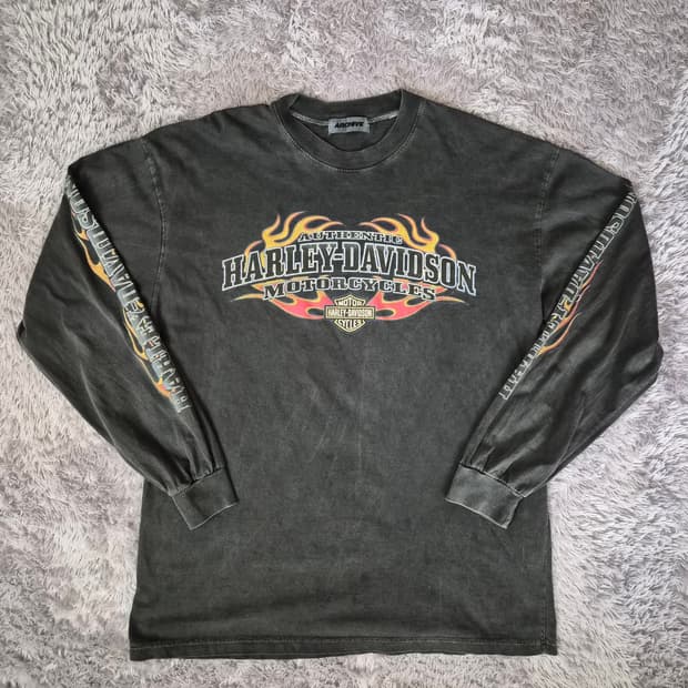 (3XL) 할리 아카이브 오버핏 롱 슬리브 긴팔 티셔츠