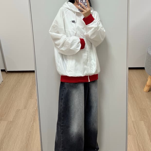 나이키 USA 화이트 레드 윈드러너 바람막이 자켓
