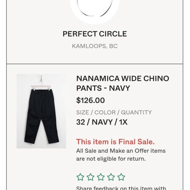 나나미카 와이드 치노팬츠 네이비 32