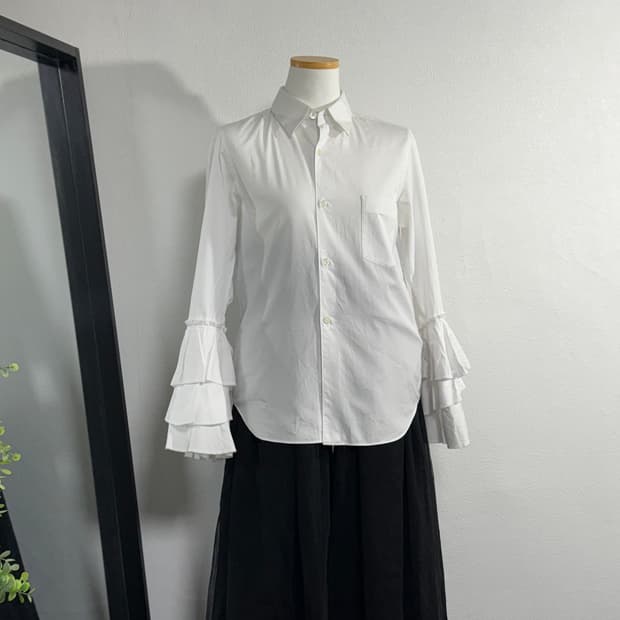 18ss 꼼데가르송 꼼데가르송 프릴슬리브 블라우스 xs